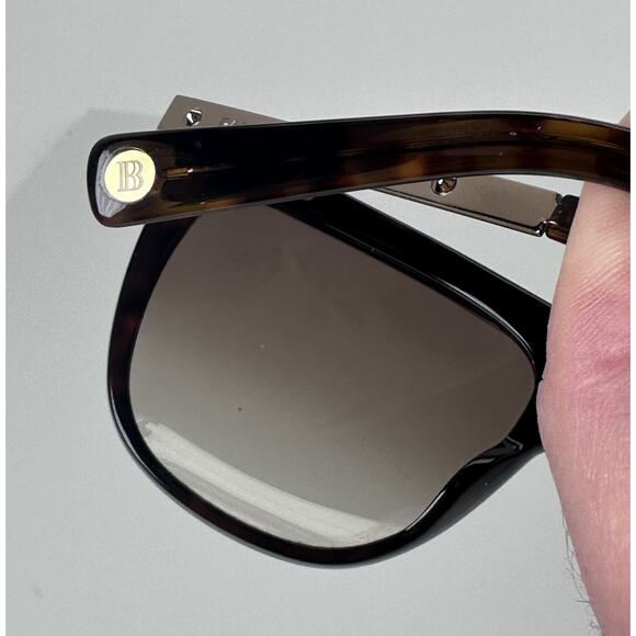 ⭐️ Balmain 02 Gold Tortoise Frame Brown Gradient Lenses Gold Bar Sunglasses RARE